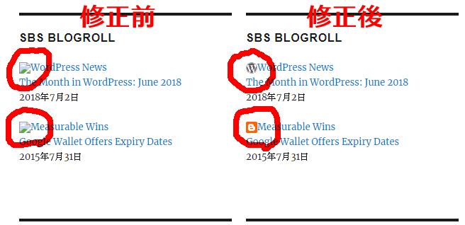 SBS Blogrollプラグインのfaviconを表示するカスタマイズ